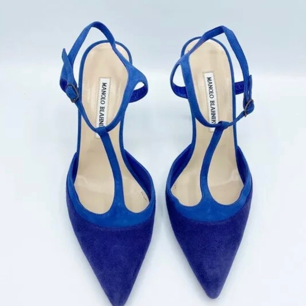 Manolo Blahnik suede blue pumps 39.5